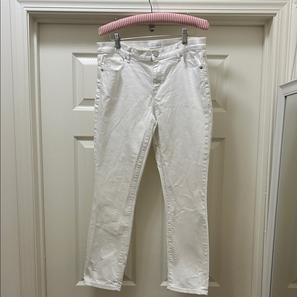 LOFT Women's Skinny Crop White Jeans